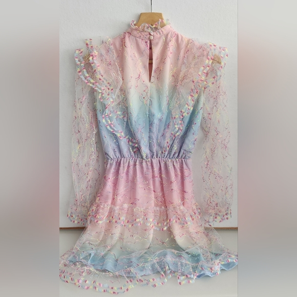 Olivia Rubin Saffy Dress in Neon Rainbow Lace, Size US 4 - Picture 5 of 11
